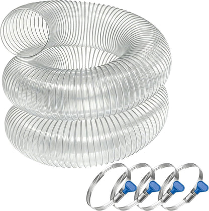 2-1/2" x 10' Heavy Duty Dust Collection Hose, Thickened Clear PVC Flexible Hose with Steel Wire Reinforced, Puncture Resistant for Woodworking Dust Collector System