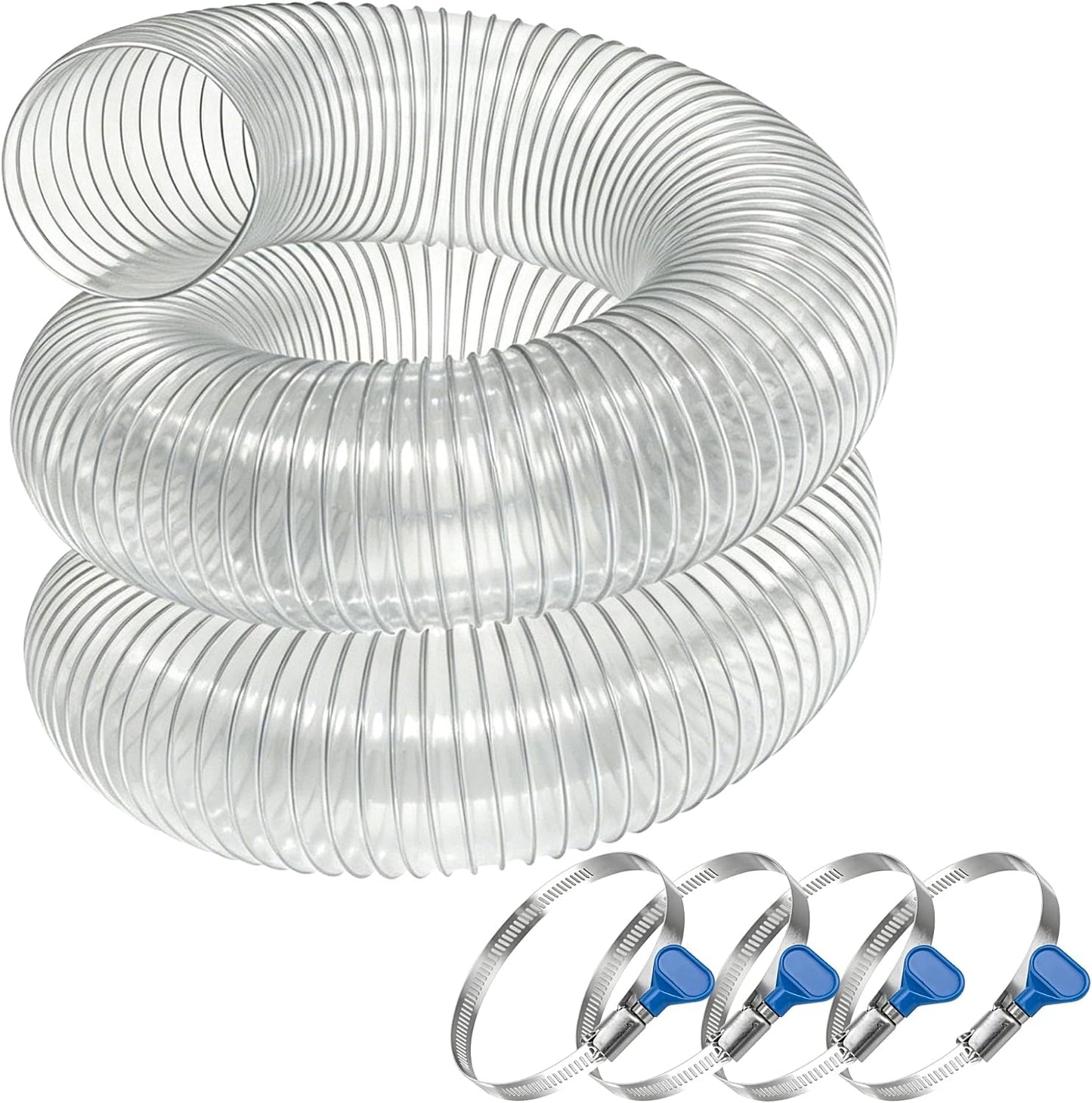 2-1/2" x 10' Heavy Duty Dust Collection Hose, Thickened Clear PVC Flexible Hose with Steel Wire Reinforced, Puncture Resistant for Woodworking Dust Collector System