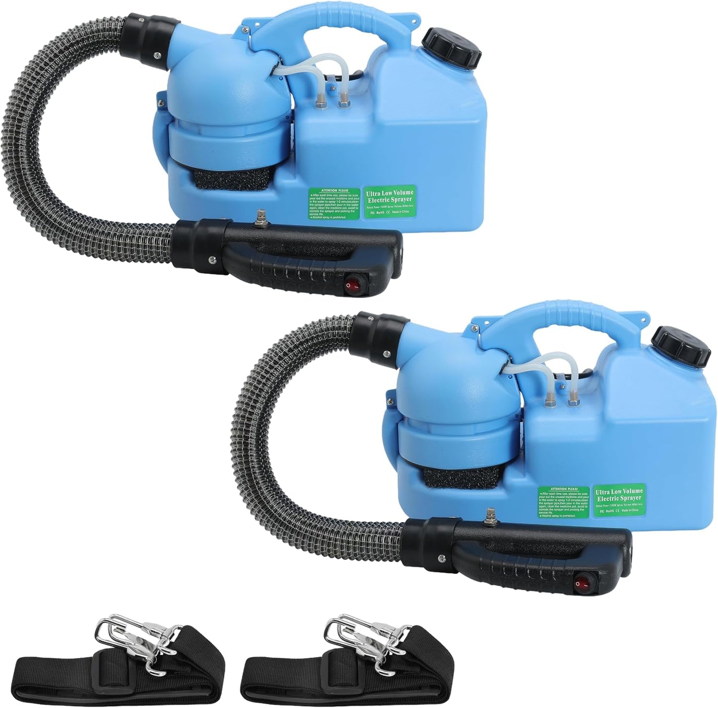 7L (1.85 Gallon) Electric ULV Fogger Machine, Portable Fogger Sprayer Machine Electric Atomizer Ultra Low Volume Sprayer for Home Indoor and Outdoor Spraying Use, 2 Pack