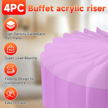 4-Pack Buffet Risers |Food Risers for Buffet Table,Black able Acrylic Risers Display Stands for Party | Cake Stand for Wedding, Birthday & Festive Tables (purple, 4 park)