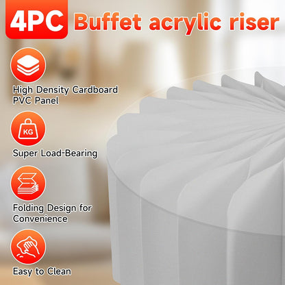 4-Pack Buffet Risers |Food Risers for Buffet Table,Black able Acrylic Risers Display Stands for Party | Cake Stand for Wedding, Birthday & Festive Tables (sliver, 4 park)