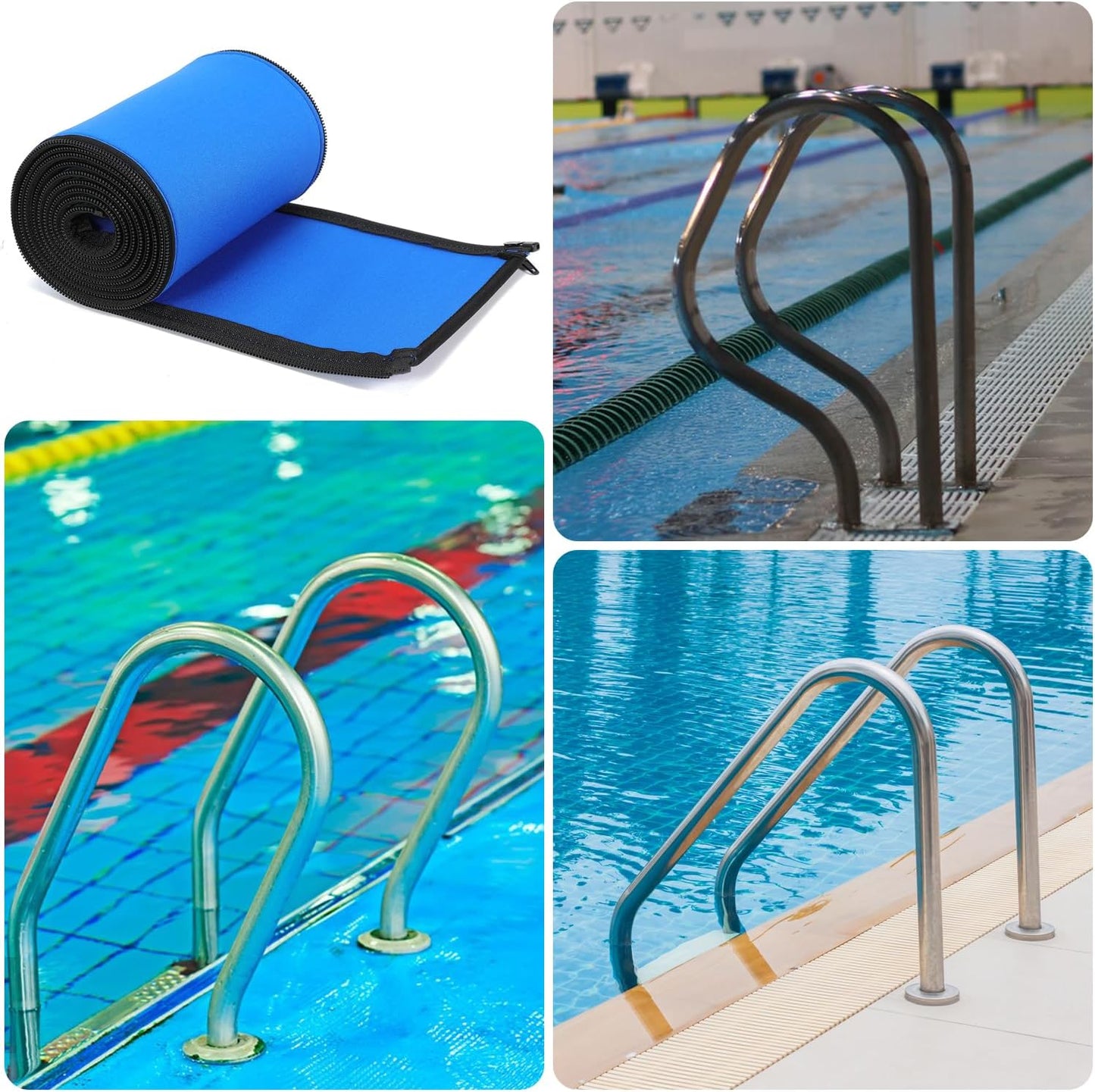 Pool Handrail Covers Slip Resistant Rail Grip Swim Railing Covers with Zipper Pool Handle for Swimming Sleeve Protector (4FT-2)