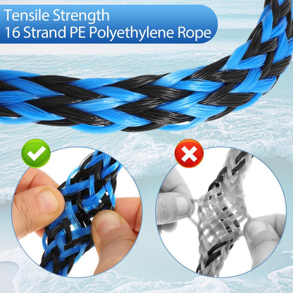 Heavy Duty Boat Tow Harness for Tubing Self Centering Boat Tow Rope with Stainless Steel Quick Connector for Boat Water Sport Water Ski Jet Ski Wakeboarding