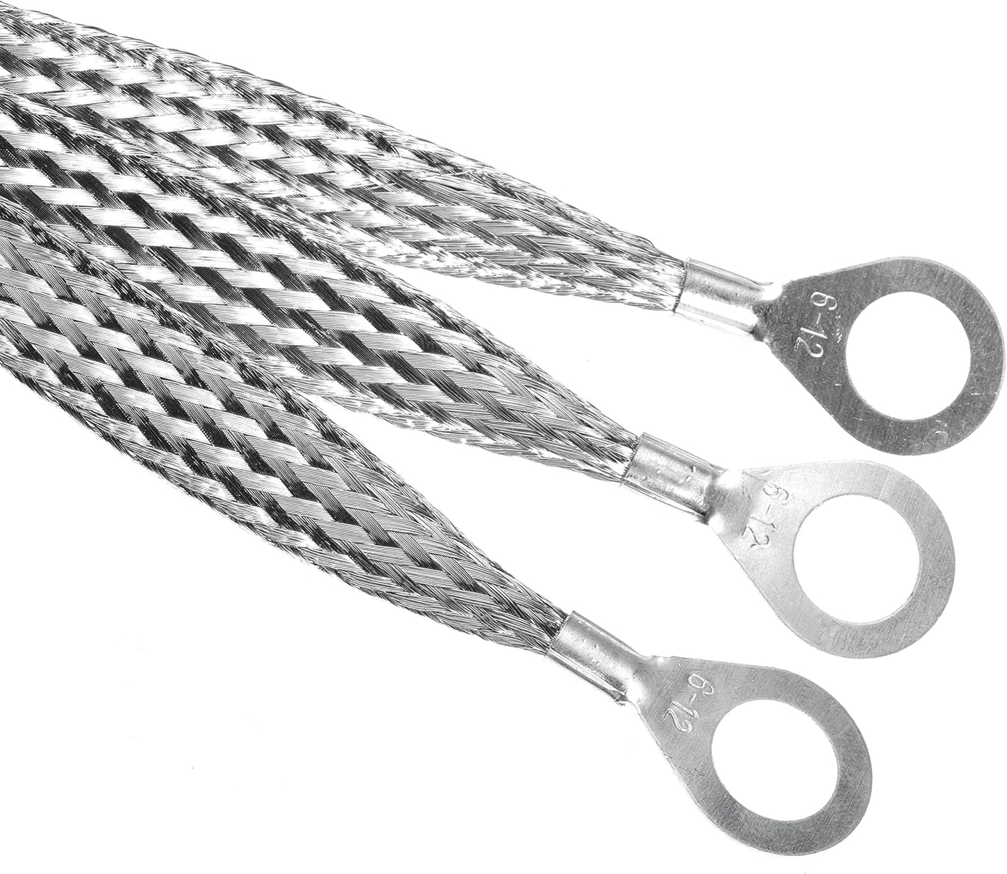 20" x 1/2" Automotive Braided Ground Straps Tinned Copper Engine Grounding Strap with 1/2" to 1/4" Ring Terminal 3pcs