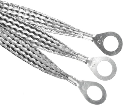 20" x 1/2" Automotive Braided Ground Straps Tinned Copper Engine Grounding Strap with 1/2" to 1/4" Ring Terminal 3pcs