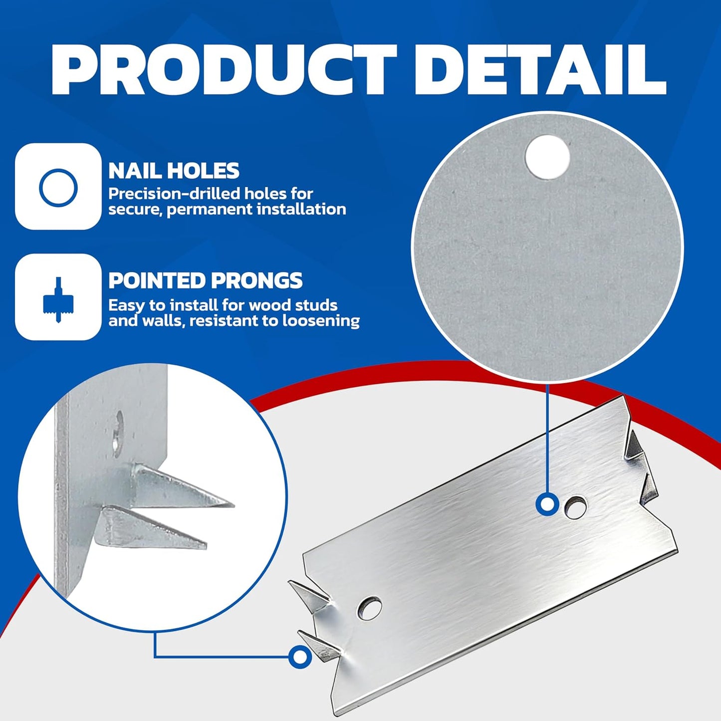 10 PCS 2.5 x 1.5 Inch Nail Plate for Wood Studs, Metal Cable Protector Plate Safety Nail Plates with Sharp Pointed Prongs, Steel Cable Wire for Protecting Plumbing and Wiring