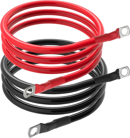 6 AWG Battery Cable 6AWG Gauge Battery Inverter Cables for Automotive Solar Marine Boat RV Car Motorcycle (6 AWG, 4FT, 5/16")