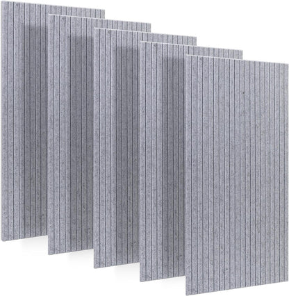 5 Pack Large Acoustic Panels for Wall Decor Sound Proof 47.2 x 23.6 x 0.4 Inch Sound Dampening Panels Wood Veneer Sound Absorbing Wall Panel for Bedroom Home Studio Office (Dark Walnut)