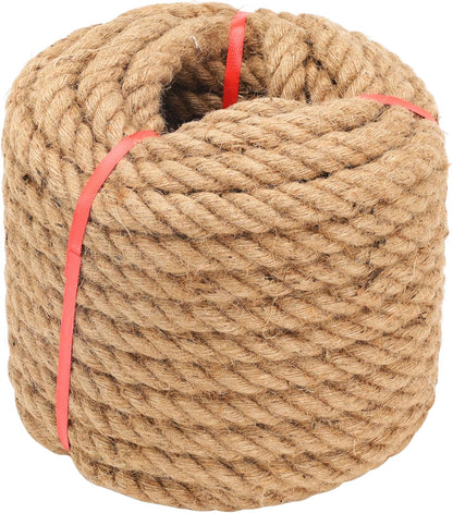 Jute Rope(1/2inX100 ft),12.7mm Thick Twisted Manila Ropes,Tug of War Rope,Heavy Duty Hemp Rope for Swing Bed, Crafts, Railing, Tug of War