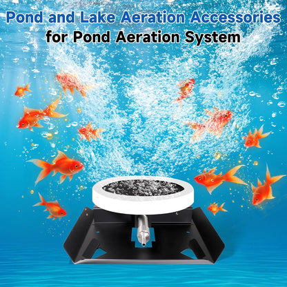 Pond & Lake Aeration Accessories with 5/8" 1/2" 3/8" Connectors Membrane Diffuser Stainless Steel Base Chassis for Pond Aeration System, 10 inch, Black