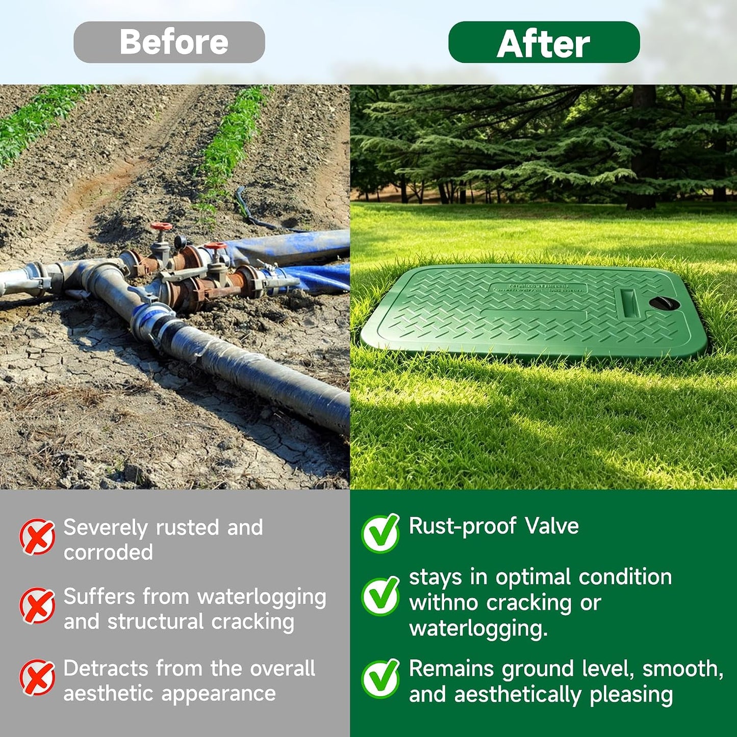 12 x 17 Inch Irrigation Valve Box Cover, Rectangular Sprinkler Valve Lids with Plug,Replacement for Irrigation Valve Box, Sprinkler Valve Box, Irrigation & Sprinkler Box (1)