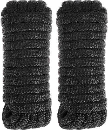 Boat Dock Lines 2 Pack 1/2" x 15FT Boat Lines Nylon Marine Rope for Boats Double-Braided Bumper Rope Boat Lines for Docking Boat Lines Dock Ties