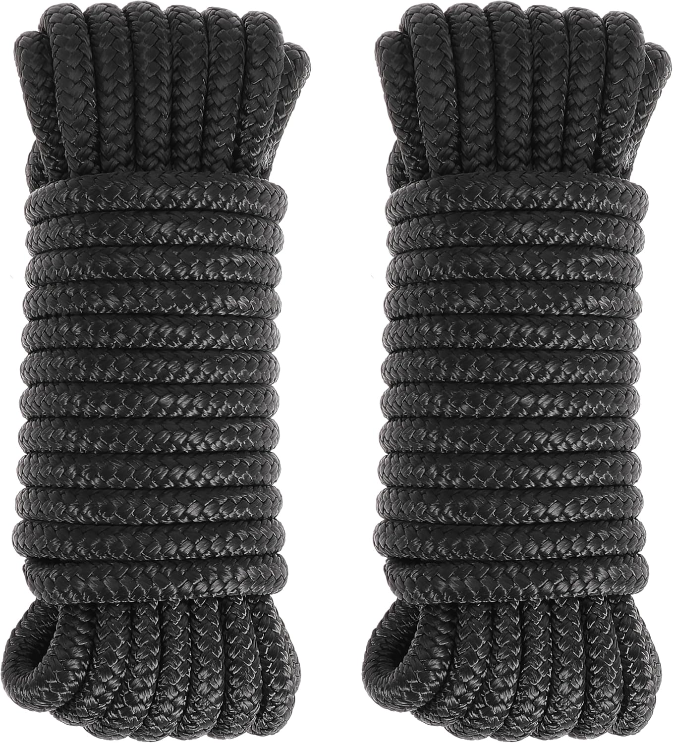Boat Dock Lines 2 Pack 1/2" x 25FT Boat Lines Nylon Marine Rope for Boats Double-Braided Bumper Rope Boat Lines for Docking Boat Lines Dock Ties