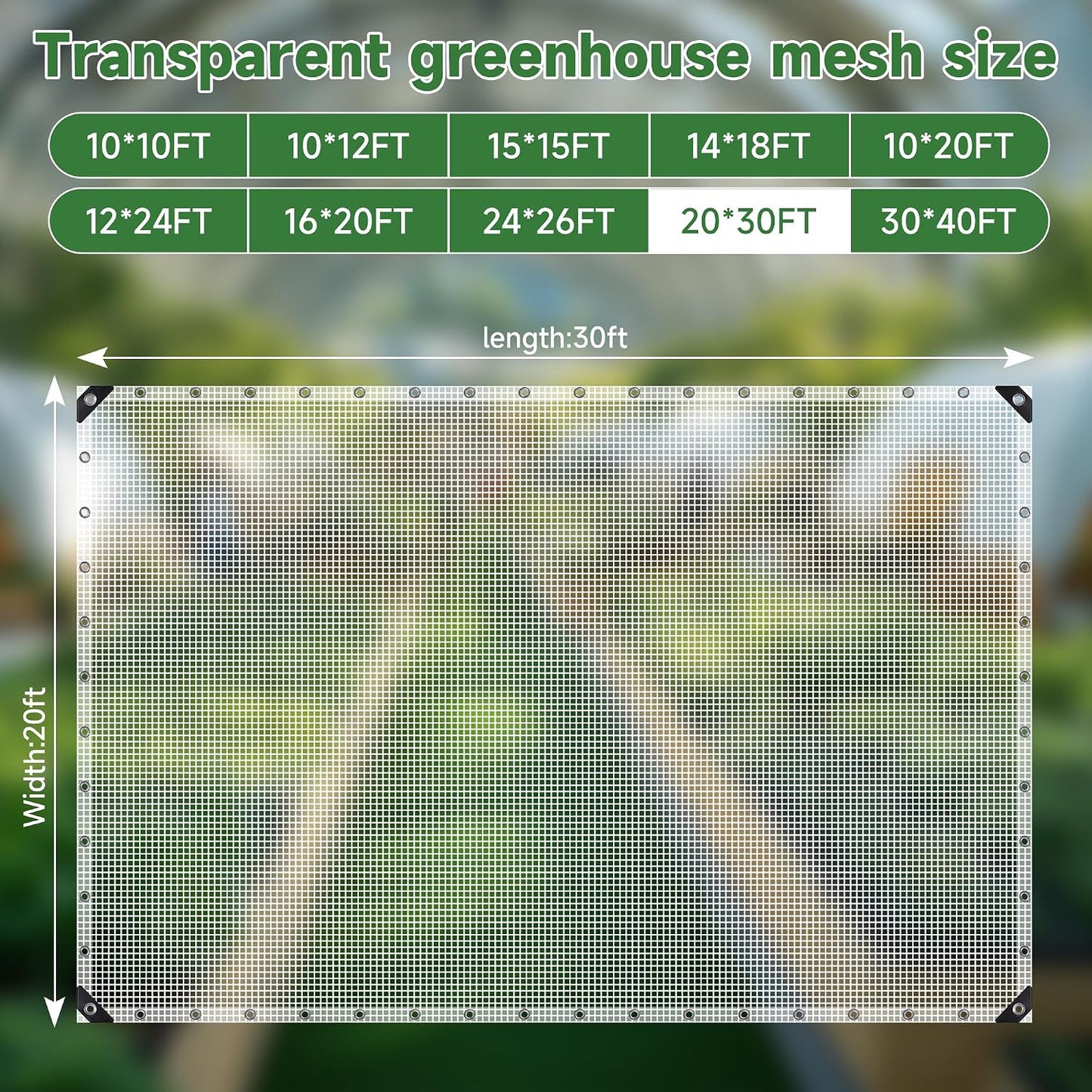 16Mil Greenhouse Cover, 14x18 FT Clear Heavy Duty Greenhouse Tarp, UV Resistant Waterproof Green House Plastic Covering with Grommets for Garden, Farms, Nursery (Cover-GRH-20X30FT)