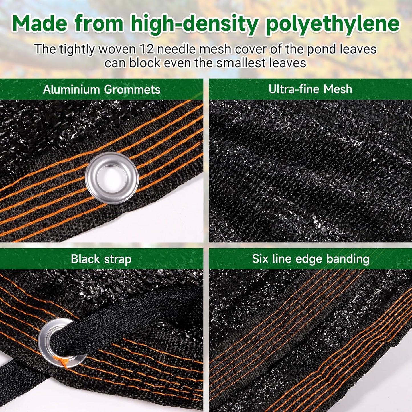 Pool Leaf Net Cover 21 ft Round, Fine Mesh Leaf Net for Above Ground Pool, Winter Pool Cover 21 ft Round Above Ground, Cover Size: 24-Feet Dia (Includes 3-feet Overlap) (Black -Round, 21FT)
