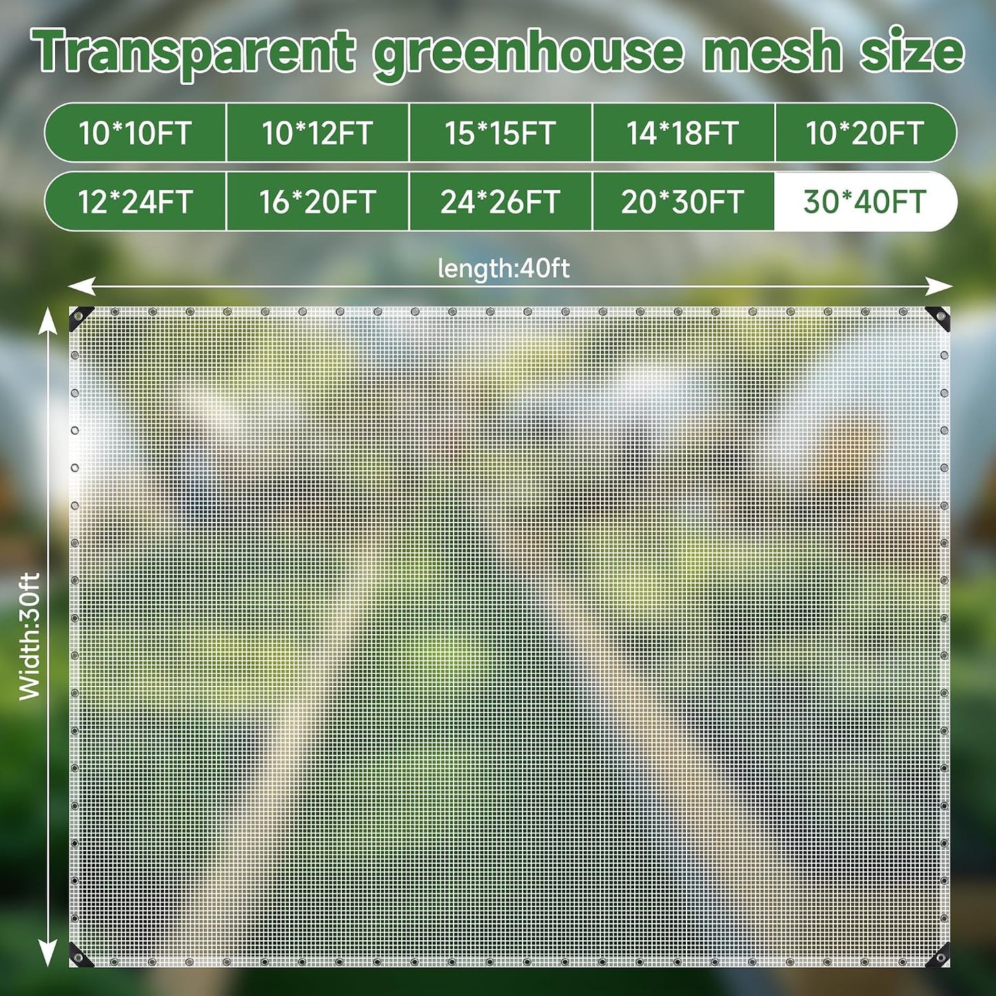 16Mil Greenhouse Cover,30x40FT Clear Heavy Duty Greenhouse Tarp,Extra Large Greenhouse Cover UV Resistant Waterproof Green House Plastic Covering with Grommets for Garden, Farms, Nursery