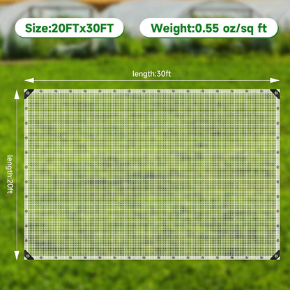 Clear Greenhouse Plastic Covering, 16Mil Thickness Heavy Duty Clear tarp for Chicken coop, Greenhouse Plastic sheeting with Hemmed Edges & preinstalled Grommets (White, 20x30ft)