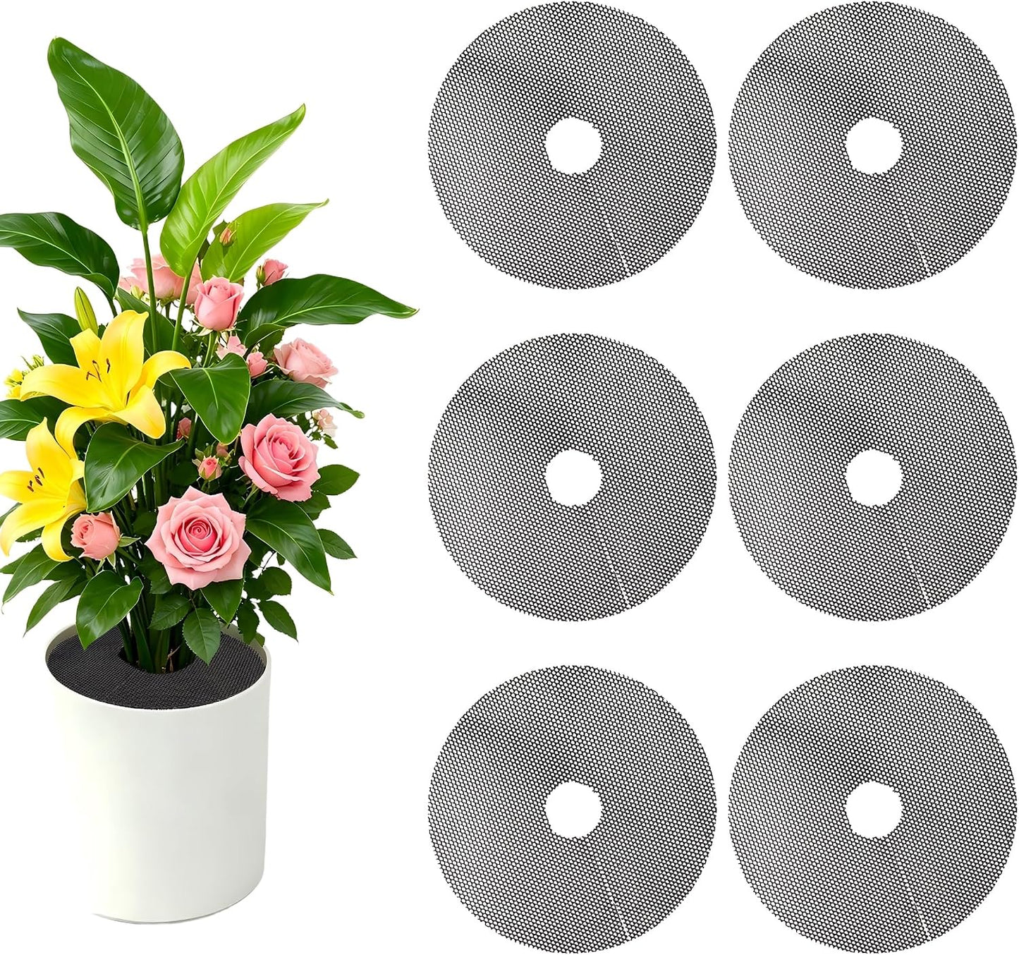 frtzal Plant Pot Grids - 11.8 Inch Cuttable Soil Cover Protector, Plant Covers from Animals Digging Stopper, Indoor Outdoor Plant Pot Cover (11.8IN-6PCS)