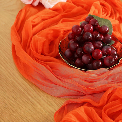 Orange Cheesecloth Table Runner 13.3ft Boho Gauze Cheese Cloth Table Runner Sheer Runner 120 inch Long for Wedding Bridal Baby Shower Birthday Party Cake Table Decorations (Orange)