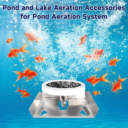 Pond & Lake Aeration Accessories with 5/8" 1/2" 3/8" Connectors Membrane Diffuser Stainless Steel Base Chassis for Pond Aeration System, 10 inch, Silvery