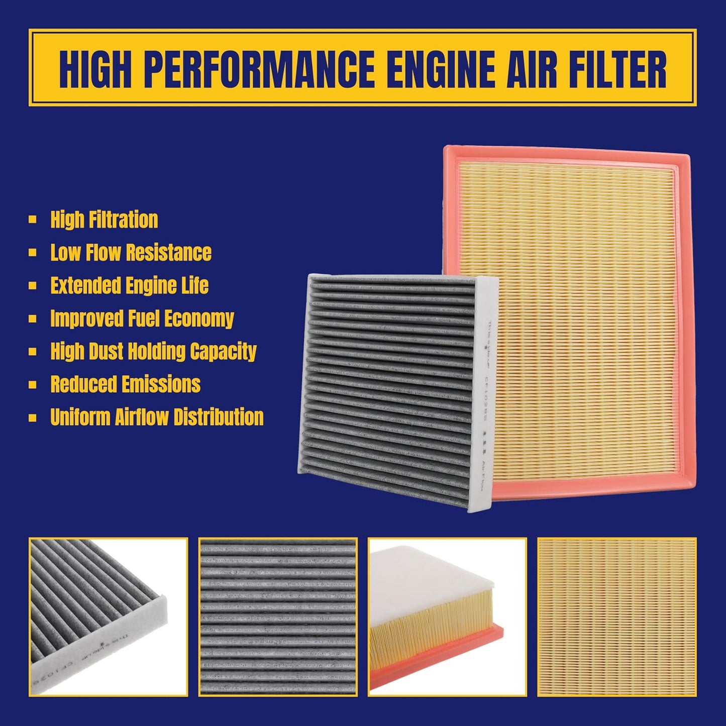 Engine and Cabin Air Filter for Toyota 4Runner 4.0L 2010-2024 for Lexus GX 460 4.6L 2010-2023 Replace CA10835 CF10285
