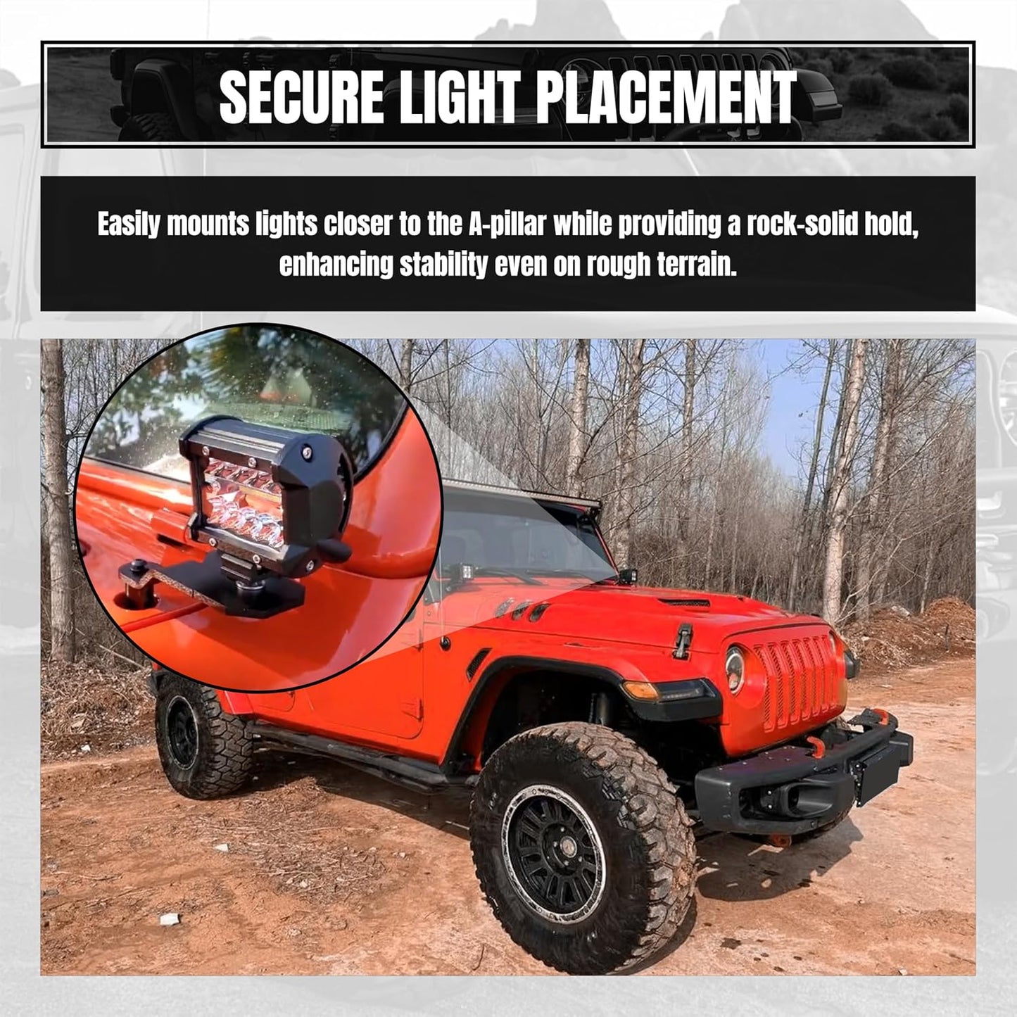A-Pillar Mount Replaces 7318 Light Mounting Bracket Fits for Jeep Wrangler JL 2018-2019