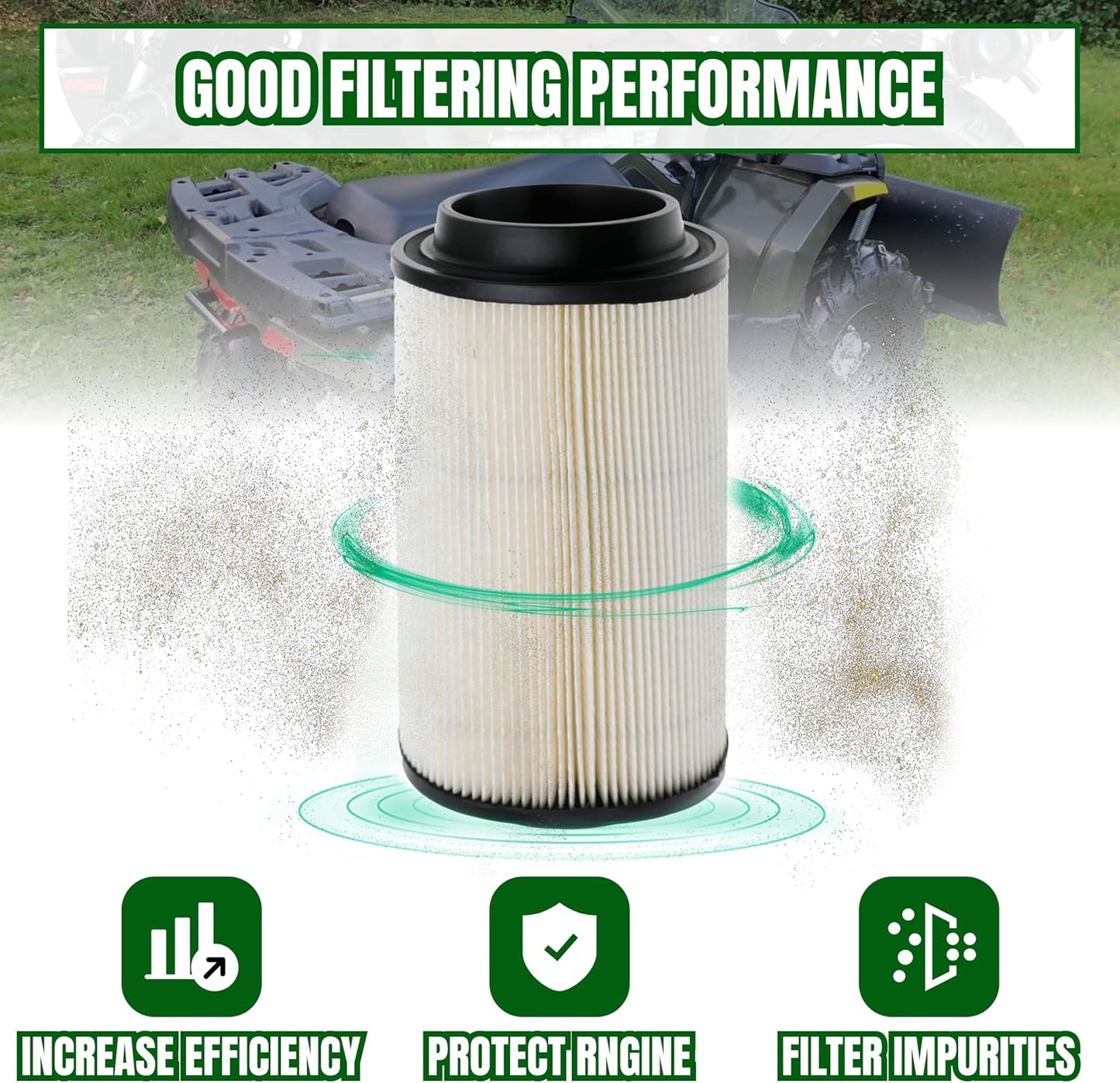 7080595 Air Filter 5811633 Air Preclean Sleeve 2530009 Fuel Filter with Clamp for Polaris Scrambler Magnum 325 500 Sportsman 335 400 500 550 570 700 850 (Set of 3)
