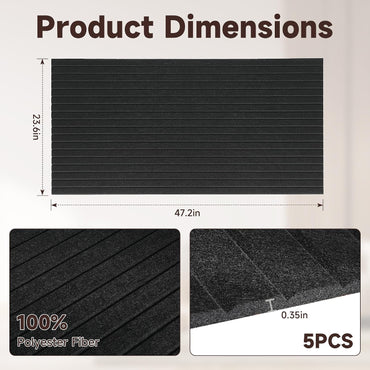 5 Pack Large Acoustic Panels for Wall Sound Proof 47.2 x 23.6 x 0.35 Inch Sound Dampening Panels for Wall Decor Sound Absorbing Polyester Fiber Wall Panel for Bedroom Home Studio Office