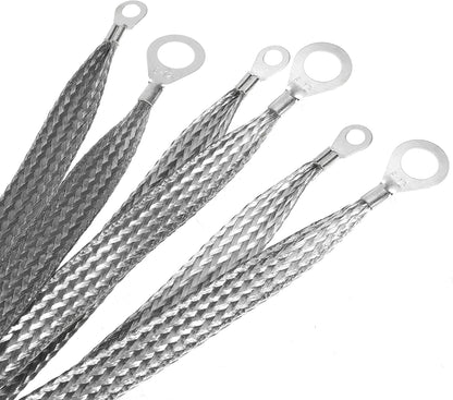 20" x 1/2" Automotive Braided Ground Straps Tinned Copper Engine Grounding Strap with 1/2" to 1/4" Ring Terminal 3pcs