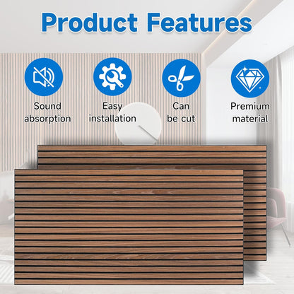 5 PACK Wood Slat Acoustic Panels for Wall 47.2 x 23.6 x 0.4