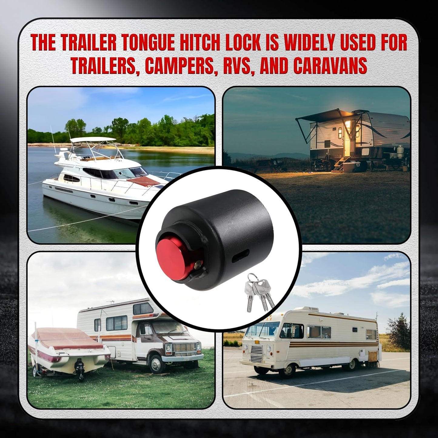 2-5/16" Trailer Lock, 2-in-1 Anti-Theft Trailer Hitch Coupler Lock Fits 2-5/16 Inch Ball Couplers on Trailers RVs Boats (with red Lock)