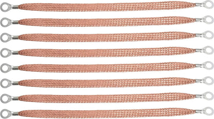 10" Braided Ground Strap 250mm Automotive Engine Copper Ground Strap with 1/2" Ring Terminal Engine grounding Kit 5PCS