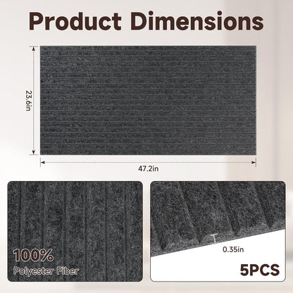 5 Pack Large Acoustic Panels for Wall Sound Proof 47.2 x 23.6 x 0.35 Inch Sound Dampening Panels for Wall Decor Sound Absorbing Polyester Fiber Wall Panel for Bedroom Home Studio Office