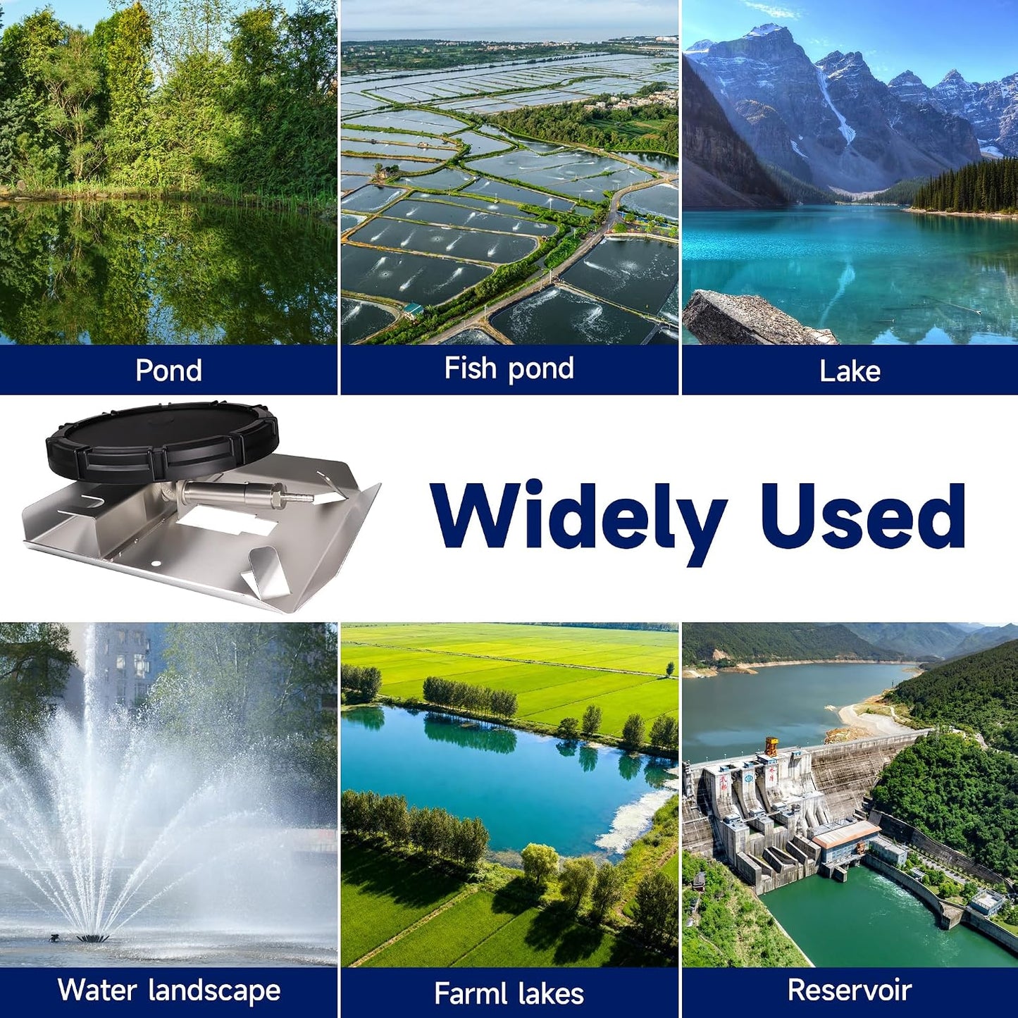 Pond & Lake Aeration Accessories with 5/8" 1/2" 3/8" Connectors Membrane Diffuser Stainless Steel Base Chassis for Pond Aeration System, 10 inch, Silvery