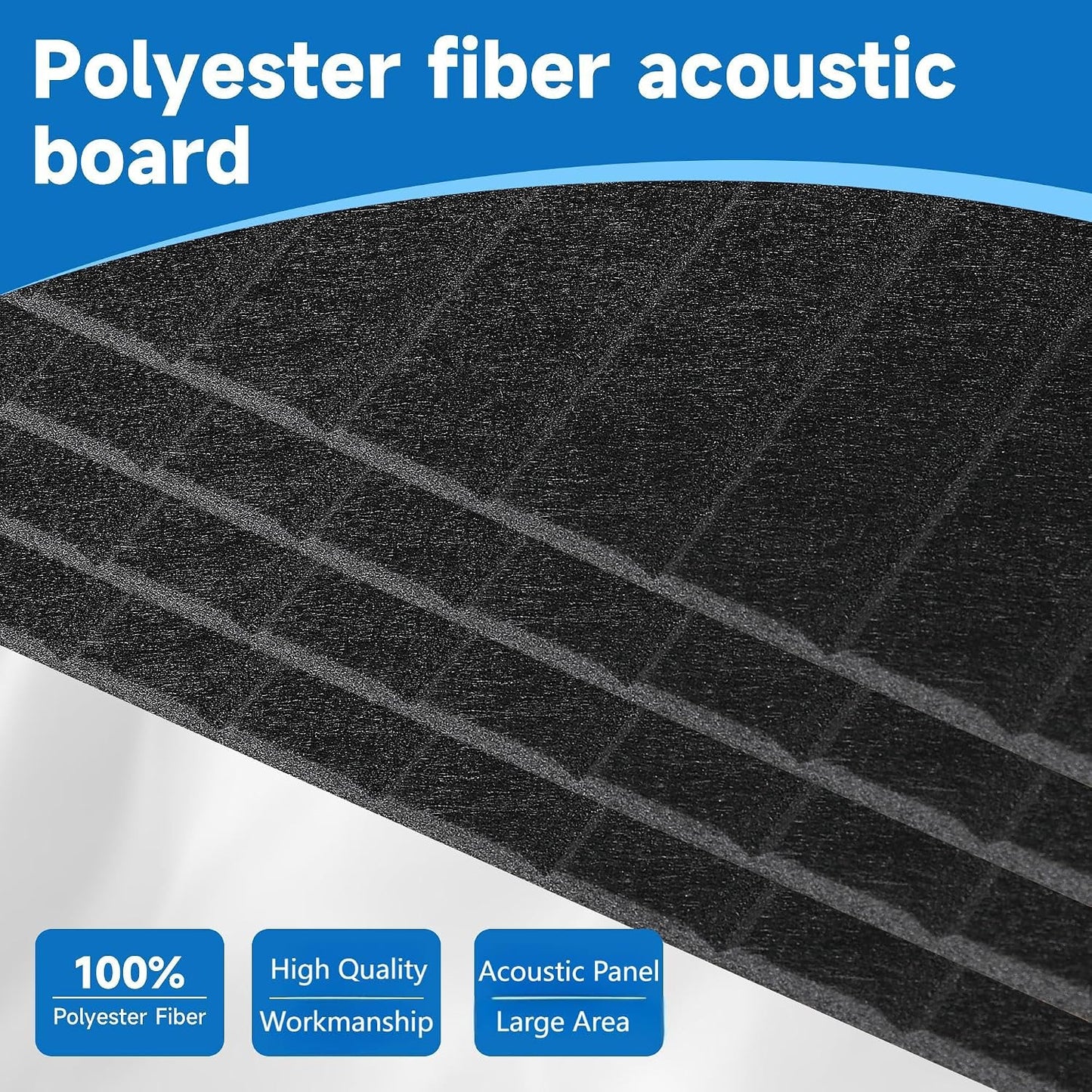 Large Acoustic Panels for Wall Sound Proof Sound Dampening Panels for Wall Decor and Ceilings 47.2 x 23.6 x 0.4 Inch Polyester Fiber Noise Absorb Panels for Bedroom Home Studio Office (Black, 5 Pack)