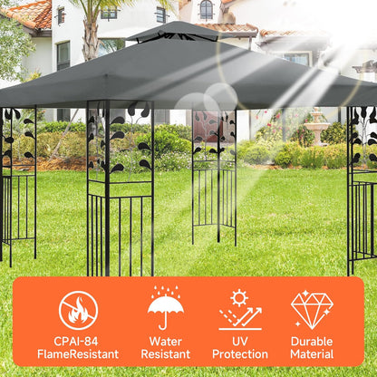 Grill Gazebo Replacement Canopy Top Only - 5' x 8' Outdoor BBQ Gazebo Canopy Roof, Waterproof Double Tiered Shelter Cover Fit for Model L-GG001PST-F (5 * 8FT-White)