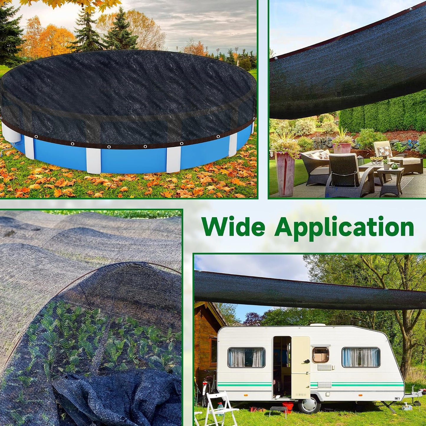 Pool Leaf Net Cover18 ft Round, Fine Mesh Leaf Net for Above Ground Pool, Winter Pool Cover18ft Round Above Ground, Cover Size: 18-Feet Dia (Includes 3-feet Overlap) (Black -Round, 18FT)