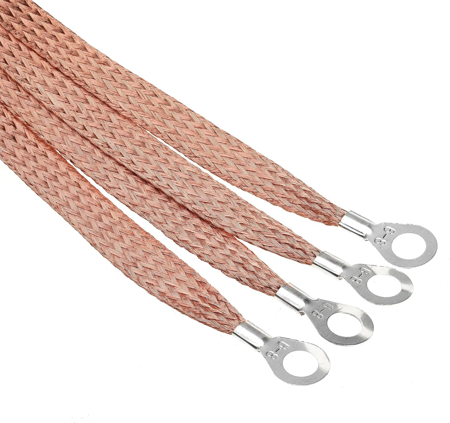 11.8-inches Braided Ground Strap Automotive Heavy Duty Copper Ground Strap with 1/4-inches Terminal Lugs 5PCS