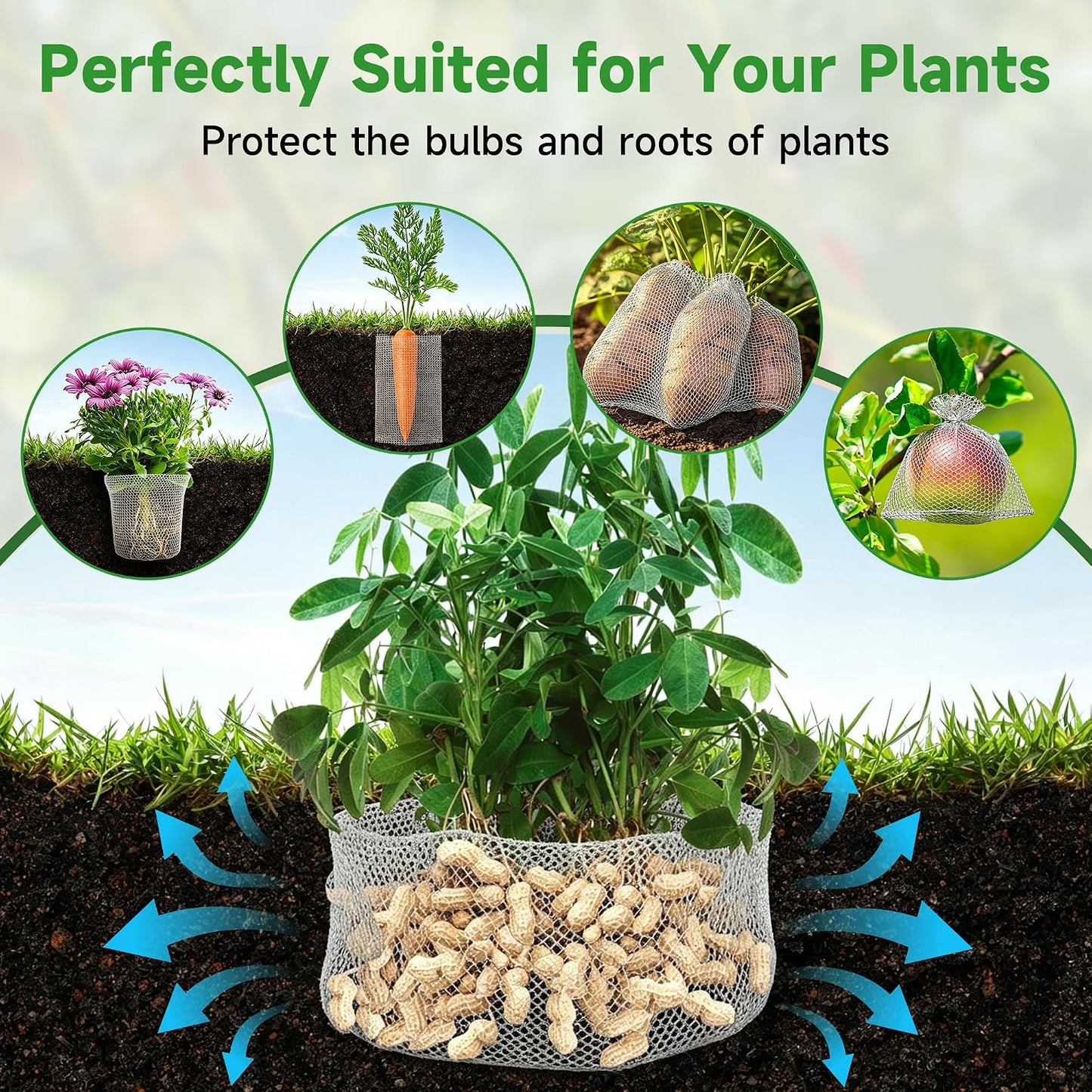 frtzal 5PCS 5Gallon Root Guard Gopher Proof Wire Baskets GB-5Gal-50 * 45 | Stainless Steel, Gopher Mole Vole Mesh, Underground Cages, For Plant Roots Trees Flowers Crops Tubers