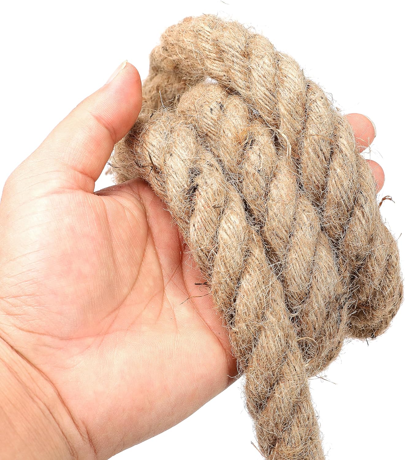 Jute Rope (1 in X 100 ft), 25mm Thick Twisted Manila Ropes,Tug of War Rope,Thick Ropes Natural Heavy Duty Hemp Rope for Swing Bed, Crafts, Railing, Tug of War, Home Decorating (25mm, 100FT)