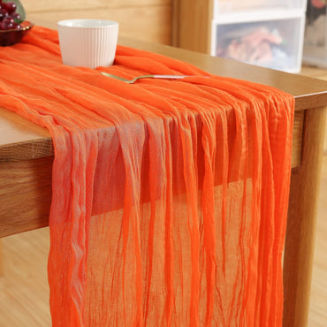 Orange Cheesecloth Table Runner 13.3ft Boho Gauze Cheese Cloth Table Runner Sheer Runner 120 inch Long for Wedding Bridal Baby Shower Birthday Party Cake Table Decorations (Orange)