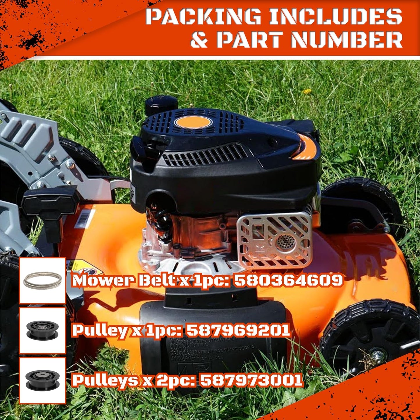 Idler Pulley Belt Repair Kit Fits LC221A LC221AH 22" AWD Walk-Behind Mowers Replaces 587973001 587969201 580364609(White Belt)