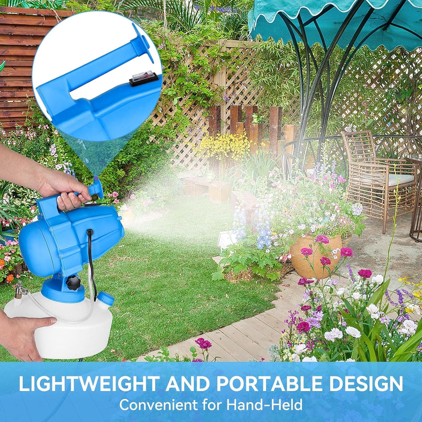 5L (1.3 Gallon) Electric ULV Fogger Machine with 3 Nozzles, Portable Sprayer Cold Fogger with 30ft Adjustable Spray Distance