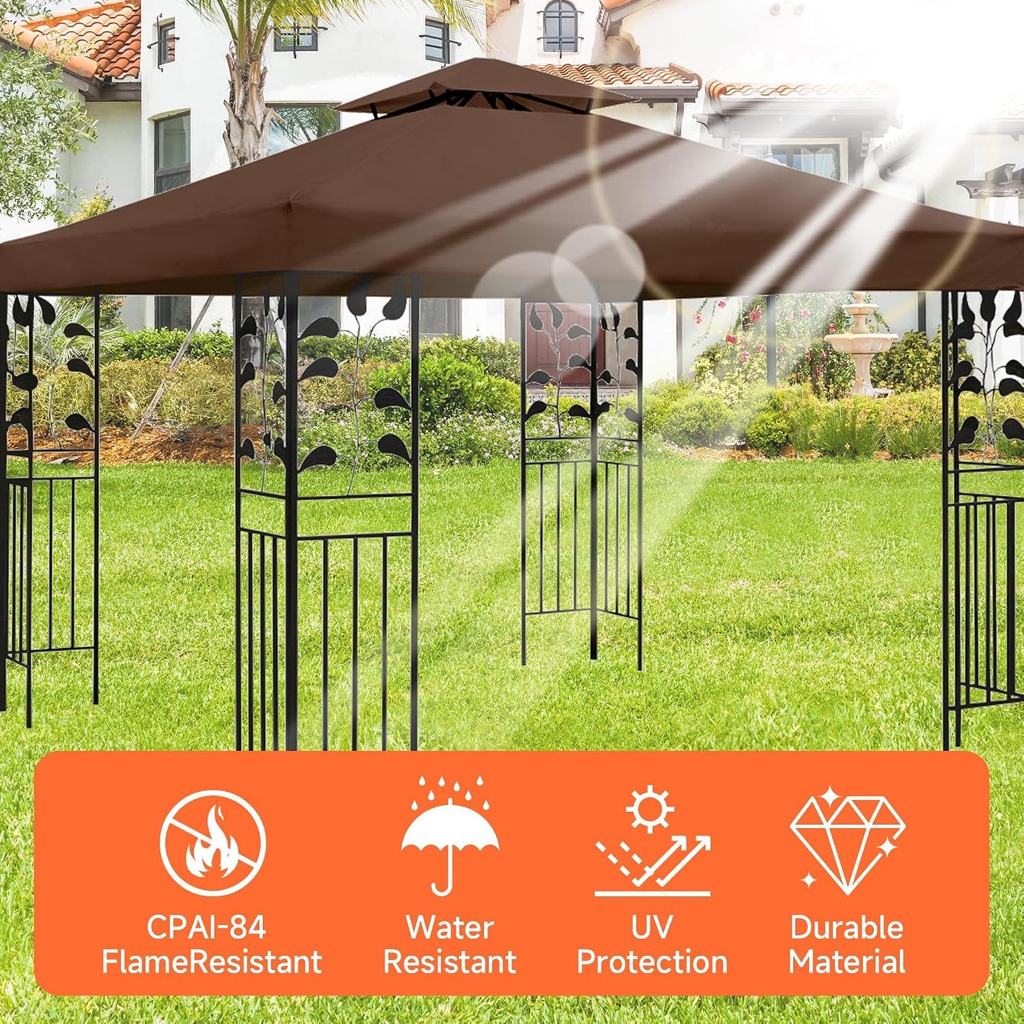 Gazebo Canopy Replacement -10x10 Canopy Replacement Top-Gazebos on Clearance Outdoor Shelter Top Double Tiered Cover