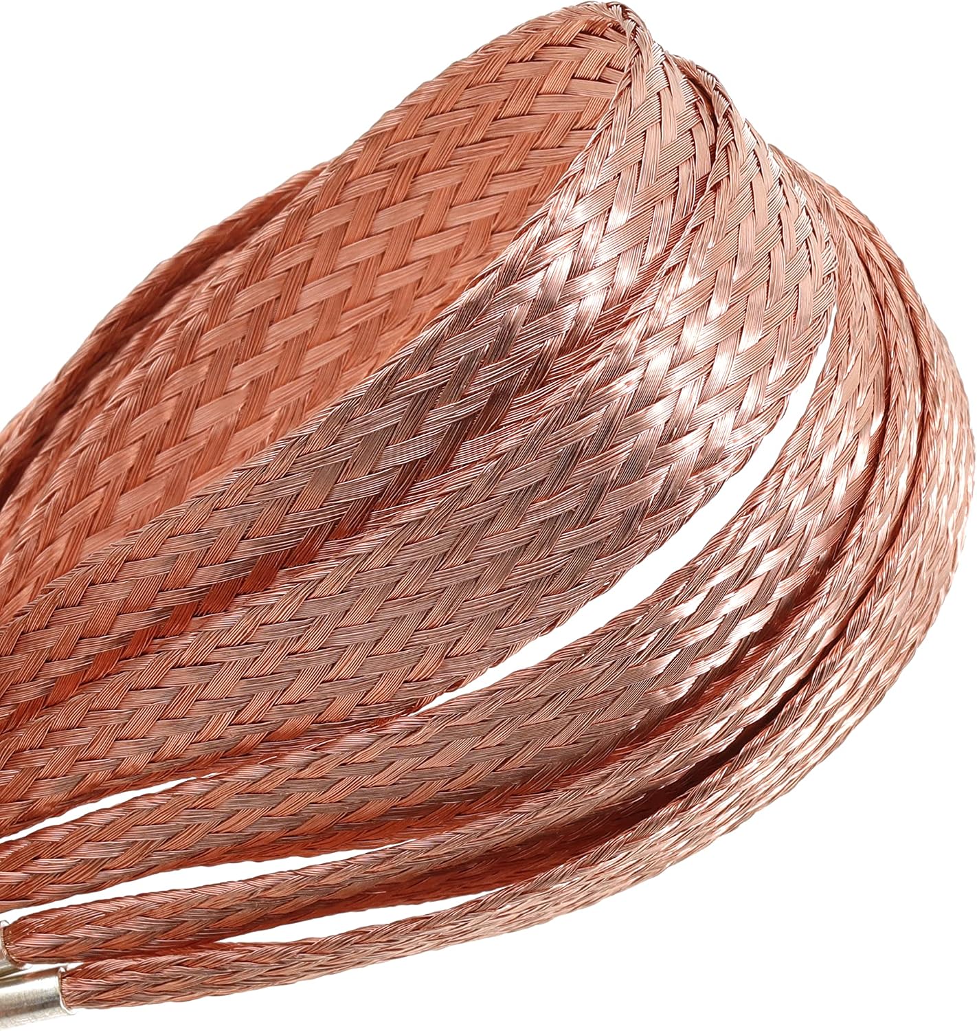 10" Braided Ground Strap 250mm Automotive Engine Copper Ground Strap with 1/2" Ring Terminal Engine grounding Kit 5PCS