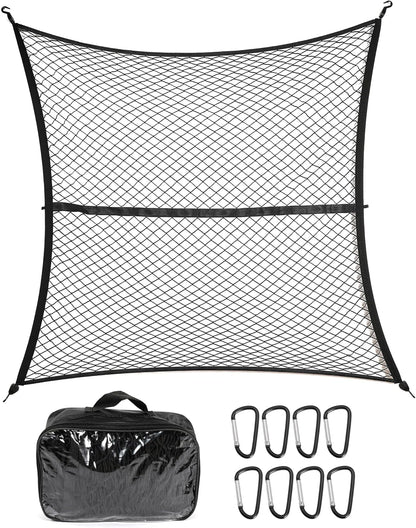 Cargo Net for Pickup Truck Bed, Truck Bed Netting for Cargo, 4' x 4' Bungee Net Stretches to 8' x 8' Truck Bed Cargo Net for Pickup Trucks Trailers