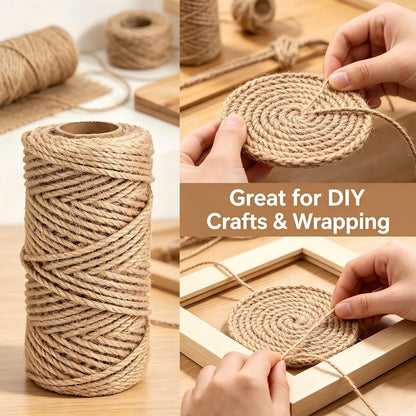 Jute Rope,3mm Thick Twisted Manila Ropes,Tug of War Rope, Natural Heavy Duty Hemp Rope for Swing Bed, Crafts, Railing, Tug of War, Home Decorating (656FT, 3mm)