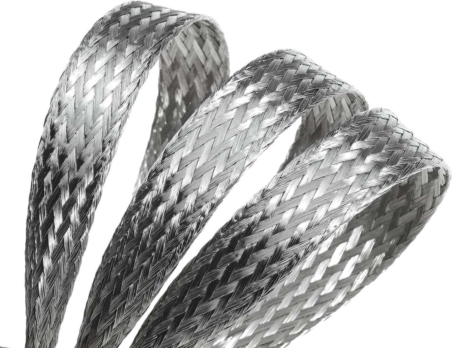 8 x 1/2-inches Braided Ground Strap Tinned Copper Automotive Ground Straps with 1/4-inches Ring Terminal 5PCS