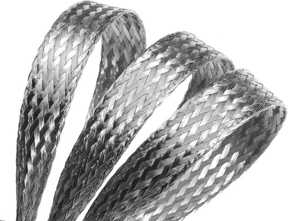 8 x 1/2-inches Braided Ground Strap Tinned Copper Automotive Ground Straps with 1/4-inches Ring Terminal 5PCS
