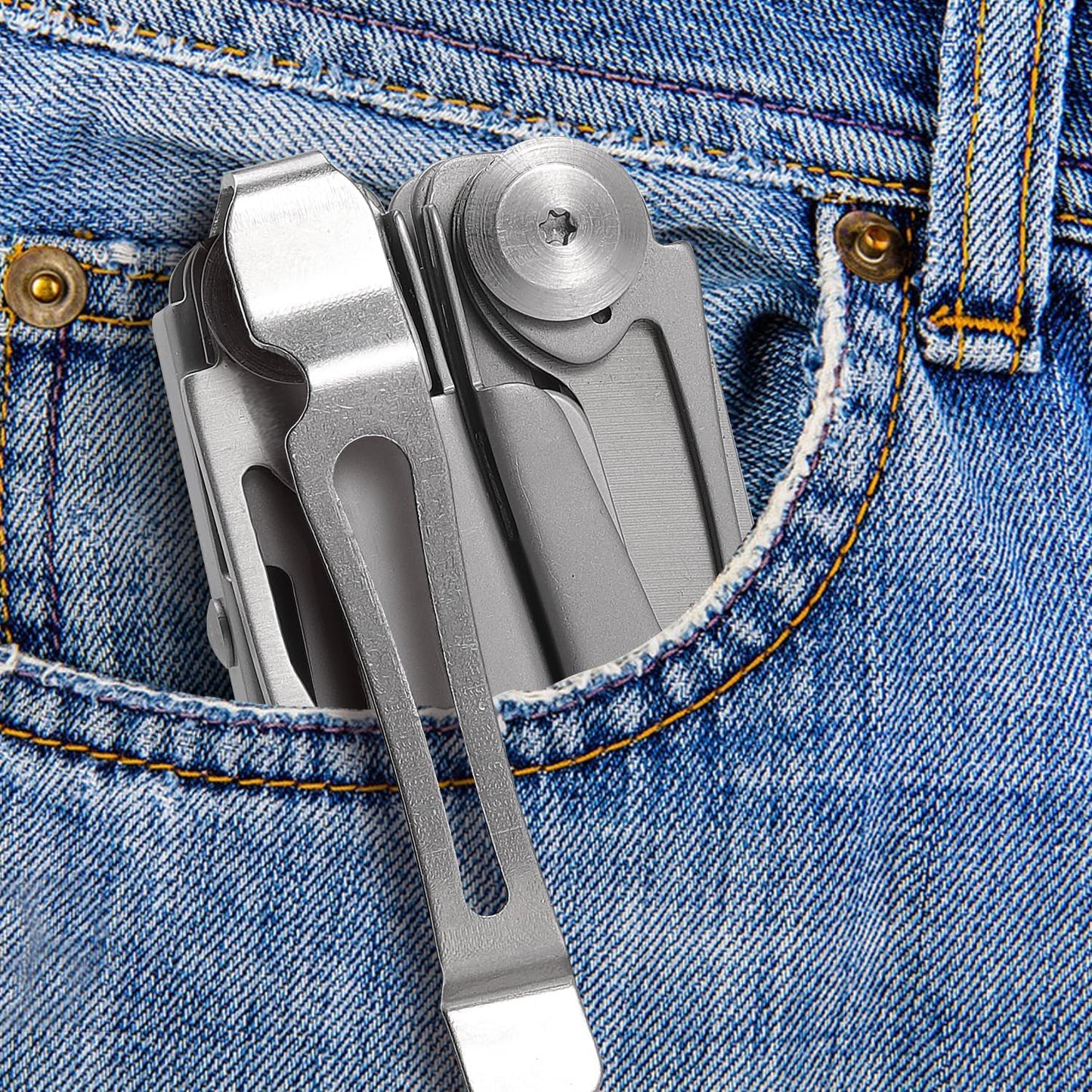 Quick-Release Pocket Clips + Lanyard Ring Set Stainless Steel Quick Release Multi-Tool Pocket Clip (2)